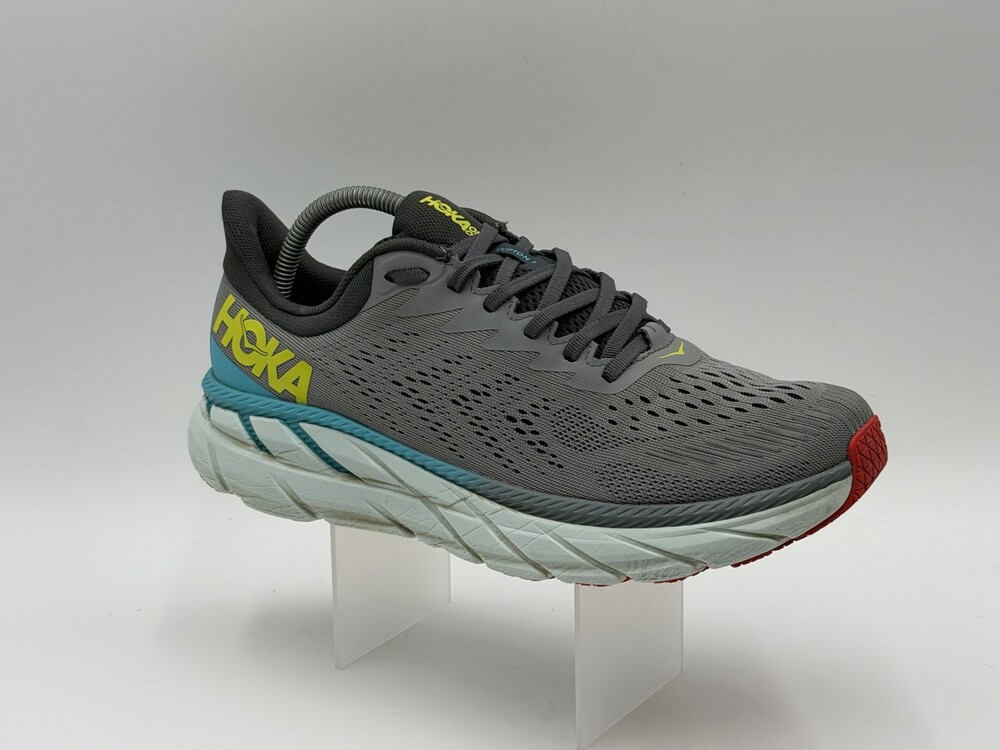 Hoka One One Clifton 7 Men’s Size 9.5 Gray Blue Running Sneakers 1110508